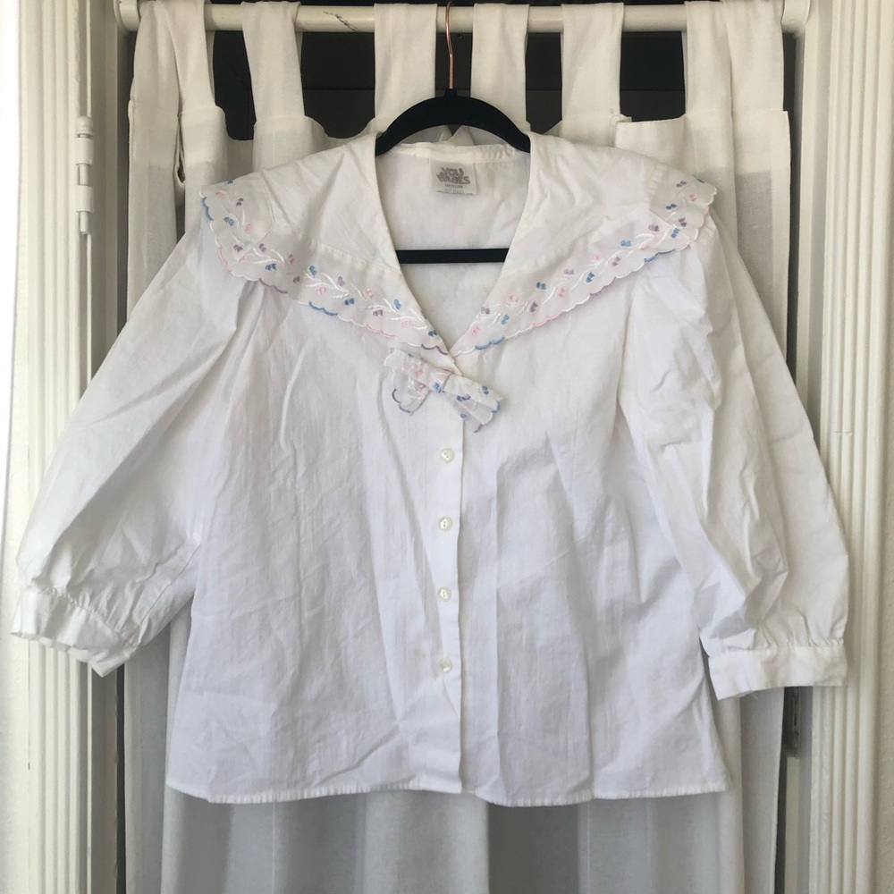 White Ruffled Women's Blouse